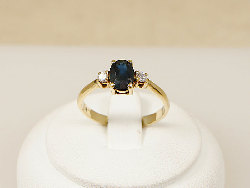 9ct Gold Sapphire and Diamond Trilogy Ring