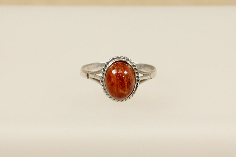 Silver & Goldstone Cabochon Ring