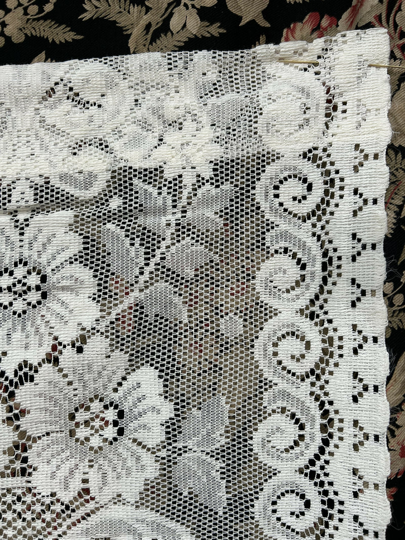 Victorian cottage Style Cream Cotton Lace Curtain Panel Ready To Hang 35”/40”
