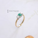Vintage 18ct Emerald & Diamond 3 Stone Ring
