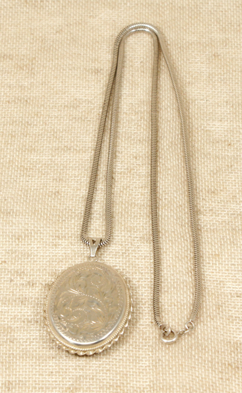 Vintage Silver Locket & Snake Chain