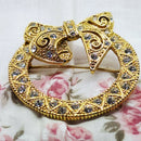 Gold Tone & Faux Diamond Bow Brooch