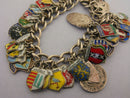 Vintage 1961 Silver Shield Crest Souvenir Travel Charm Bracelet 50 Charms 78 grams