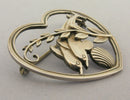 Vintage Georg Jensen Sterling Silver Heart Dolphin Brooch Design No 312