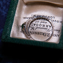 Art Deco Style Platinum Pt950 Emerald Cabochon Diamond and White Topaz Ring With Engraved Details Size K