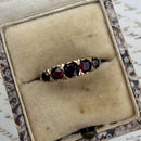 Vintage 9ct Gold Graduated Garnet Five Stone Ring