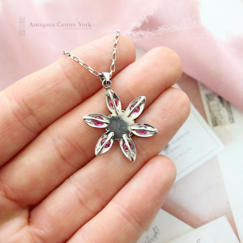 18ct White Gold Ruby & Diamond Star Pendant