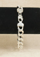 Hefty Silver Flat Curb Link Bracelet with Lobster Clasp