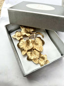 Vintage Christian Dior Cascade Leaf Gold Plated Brooch in CD Box