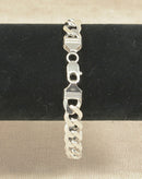 Silver Flat Curb Link Bracelet with Lobster Clasp