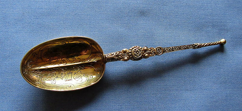 Antique Silver Gilt Coronation Anointing Spoon London 1910 Wakeley & Wheeler