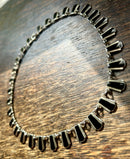 Modern Mid Century Danish Volmer Bahner Sterling Silver Gilt Midnight Black Enamel Fray Choker Necklace