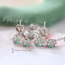 18ct White Gold Emerald & Diamond Multi Cluster Drop Earrings