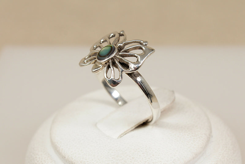 Silver & Abelone Butterfly Ring