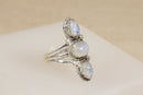 Large Sterling Silver & Moonstone Trilogy Statement Ring