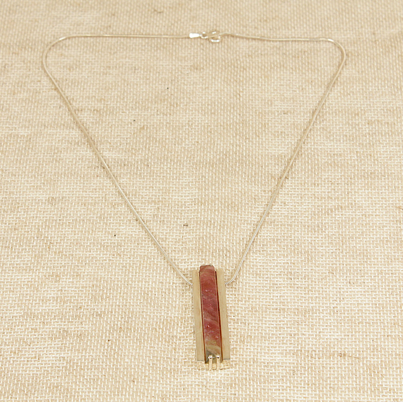 Silver & Pink Tourmaline Designer Pendant & Chain