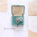 Victorian Style Gold Sapphire & Diamond Twin Hearts Ring
