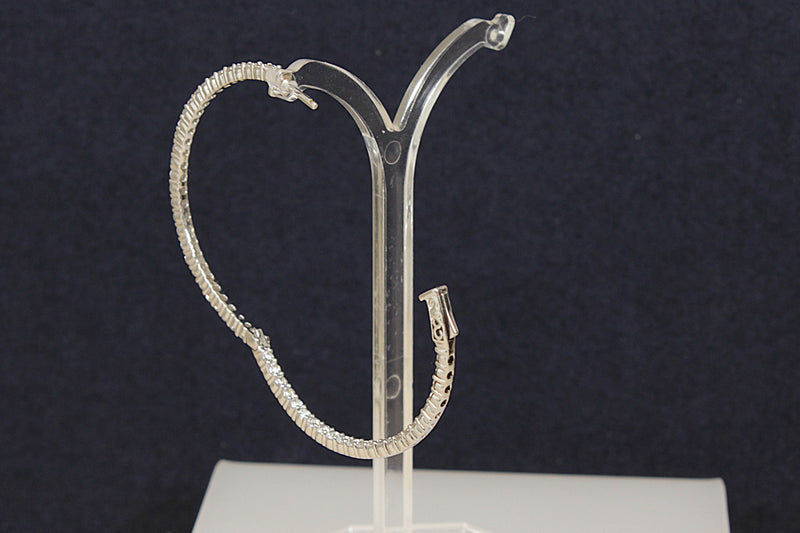 Silver & Crystal Large Hoop Earrings