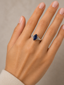 Vintage Silver Natural Sapphire and White Topaz Art Deco Style Ring