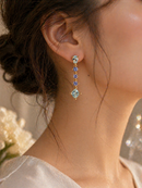 9ct Gold Tanzanite and Aquamarine Drop Earrings