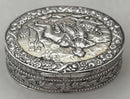 Continental Silver Oval Snuff Box. Imported London 1926, T. C. & Son Ltd. 1.5 troy ounces.