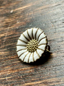 Modern Mid Century Danish Anton Michelsen Sterling Silver White Enamel Daisy Brooch