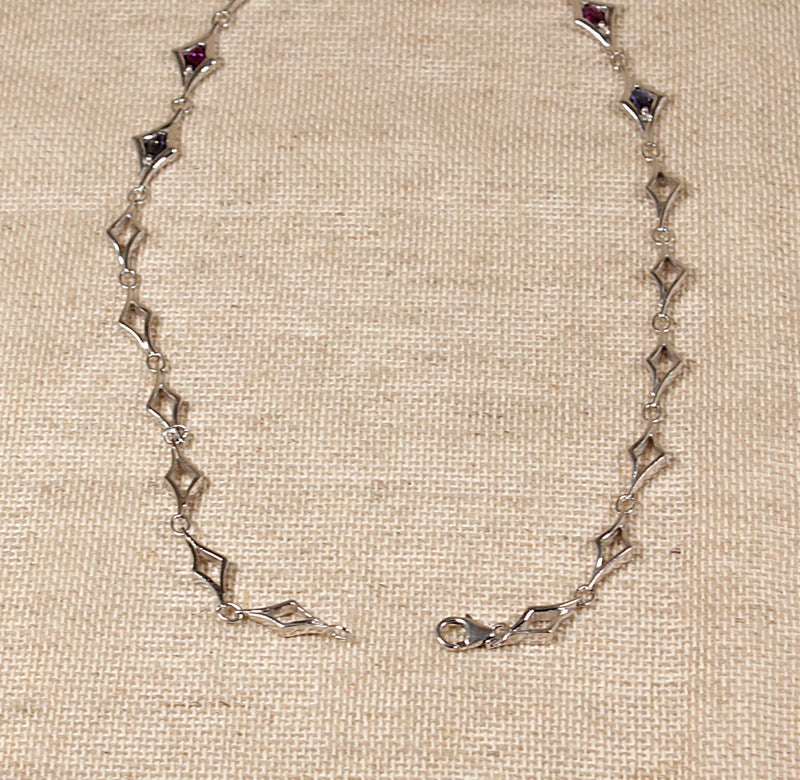 Silver, Amethyst and Blue Iolite Necklace