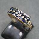9ct gold two row blue spinel ring