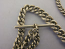 Heavy Antique Solid Sterling Silver Albert Pocket Watch Chain & Fob Bir 1901
