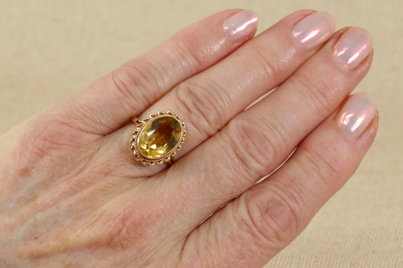 9ct Gold Honey Citrine Solitaire Ring