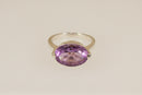 Silver & Amethyst Solitaire ‘Elipse’ Ring