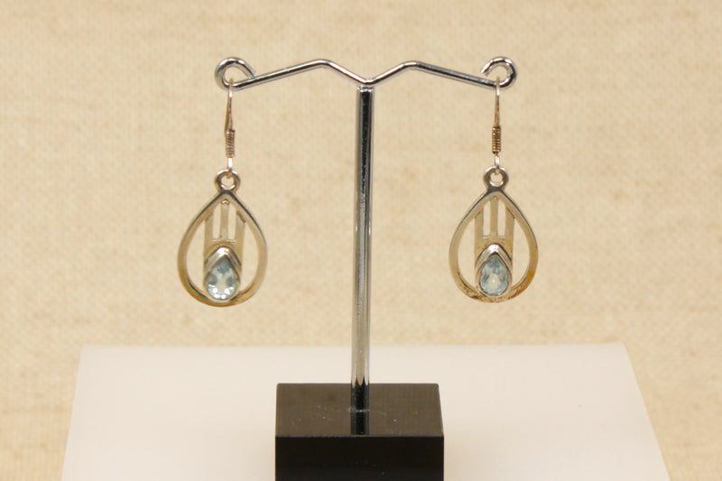 Silver & Blue Topaz Designer Earrings