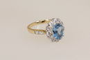 Pretty 9ct White & Yellow Gold Blue Topaz Cluster Ring – London 1998