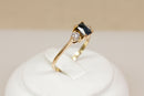 Pretty 14ct Gold Sapphire & CZ Trilogy Ring
