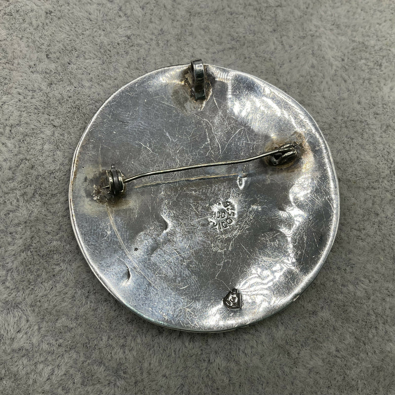 Mexican silver and abalone brooch