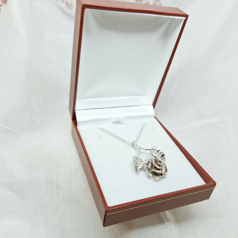 Silver Rose Pendant on 22" Chain