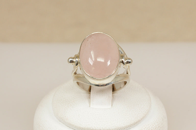 Silver & Pink Quartz Statement Ring