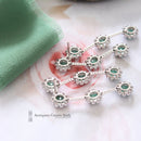 18ct White Gold Emerald & Diamond Multi Cluster Drop Earrings