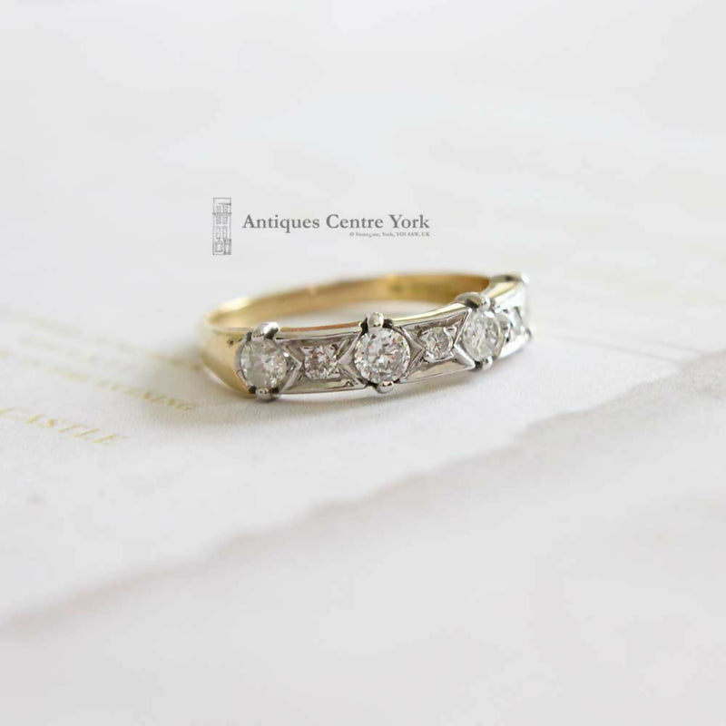 Unusual 1970's 18ct Diamond Half Eternity Ring