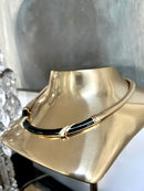 Vintage Christian Dior Black Enamel/Rhinestone Gold Plated Necklace with CD Jewellery Pouch