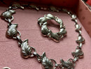 Scandinavian Modern Mid Century Sterling Silver Danecraft Leaf Necklace Bracelet & Brooch Set