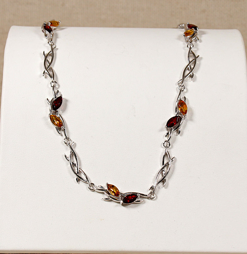 Silver Garnet and Citrine Necklace