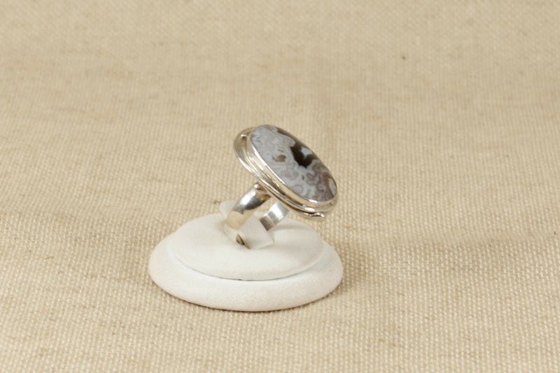Vintage Solid Silver & Ocean Jasper Statement Ring