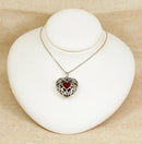Silver & Carnelian Large Heart Pendant & Chain