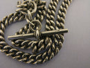Heavy Antique Solid Silver Double Albert Watch Chain & Fob 16½ inch 1916