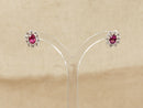 9ct Gold Almandine Garnet and CZ Ear Studs
