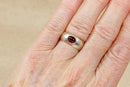 Vintage Silver Garnet Ring with Bark Effect Band – London 1979
