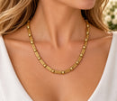 Vintage Gold Tone Ribbed Bar Link Necklace – 18 Inches