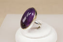 Stunning Sterling Silver & Amethyst Cabochon Statement Ring