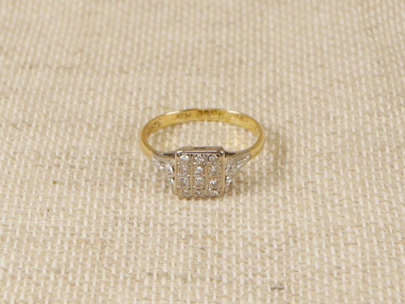 18ct Gold & Platinum Art Deco style Diamond Cluster Ring